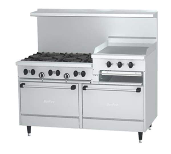 Garland X60-6R24RR 60" 6 Burner Sunfire Gas Range w/ Griddle/Broiler & (2) Standard Ovens, Liquid Propane [Usually ships within 1 - 3 business days]