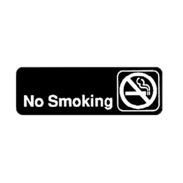 Winco SGN-310 Black 3" X 9" Information Sign with Symbol - Imprint "No Smoking"
