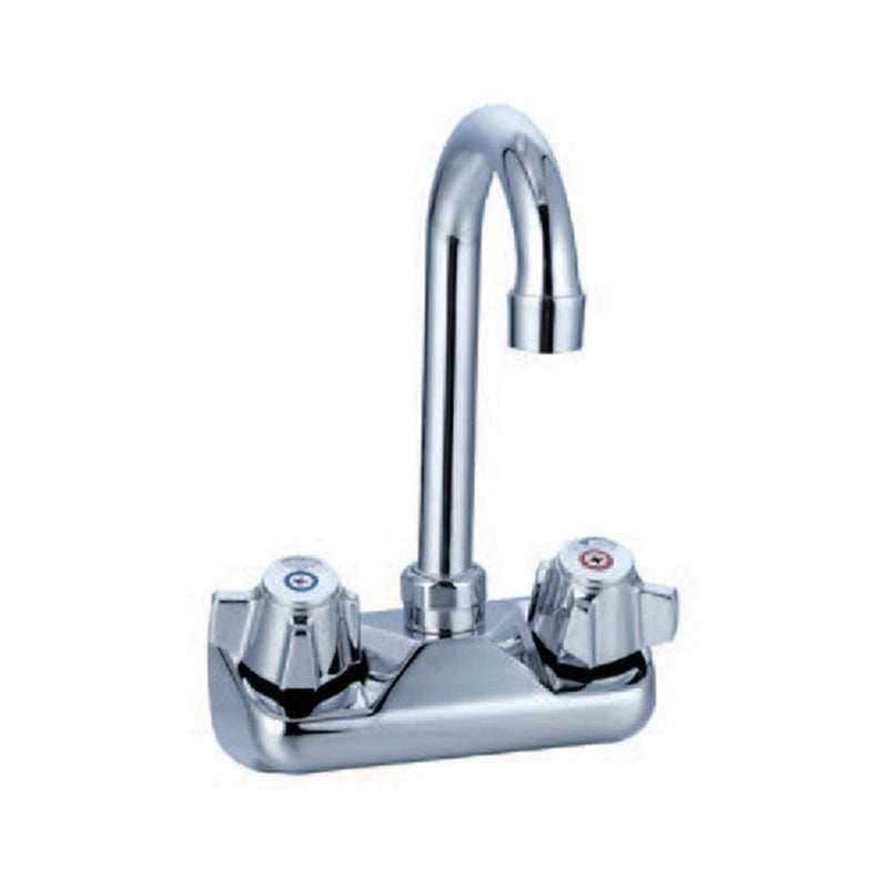 4" Gooseneck, Wall Mount Commercial Kitchen Hand-Sink Faucet HFC-4W