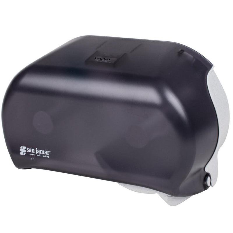San Jamar R3600TBK Versatwin Double Roll Standard Toilet Tissue Dispenser - Black Pearl