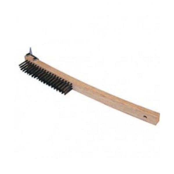 Winco BR-319 3 X 19 Row Of Wire Brush with 14" Wooden Handle
