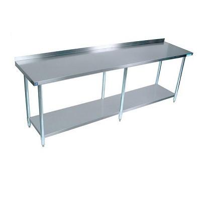 96" x 24" All Stainless Steel Work Table w/1-1/2" Backsplash
