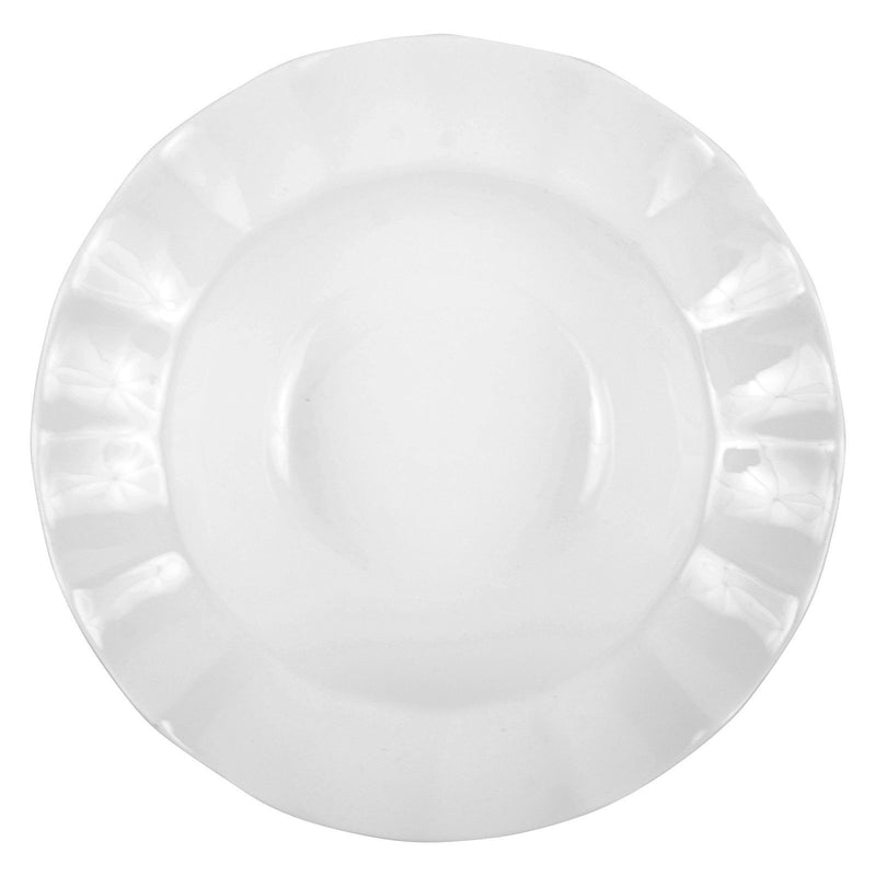 White Round Ruffle Ceramic Bowl 8" CERRL8
