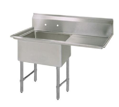 BK Resources One Compartment Sink with Right Drainboard - 24" x 24" Compartment