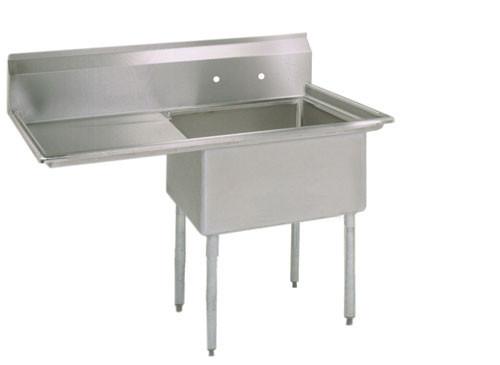 BK Resources One Compartment Sink with Left Drainboard - 24" x 24" Compartment