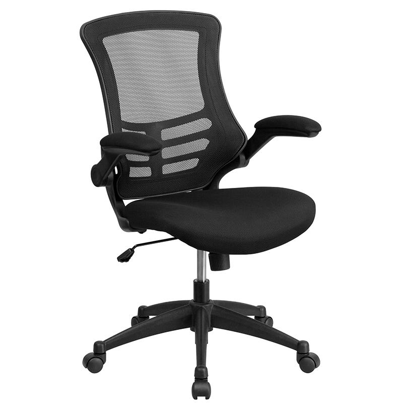 Work From Home Kit - Black Computer Desk, Ergonomic Mesh Office Chair and Locking Mobile Filing Cabinet with Inset Handles