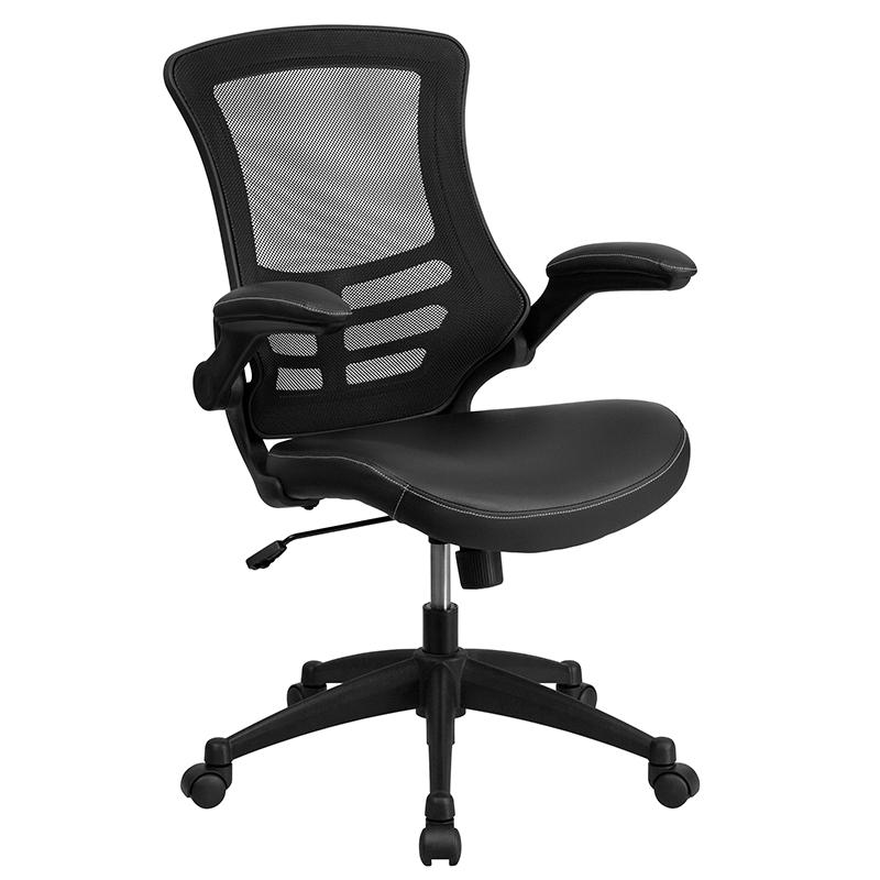 Work From Home Kit - Black Computer Desk, Ergonomic Mesh/Leather Soft Office Chair and Locking Mobile Filing Cabinet