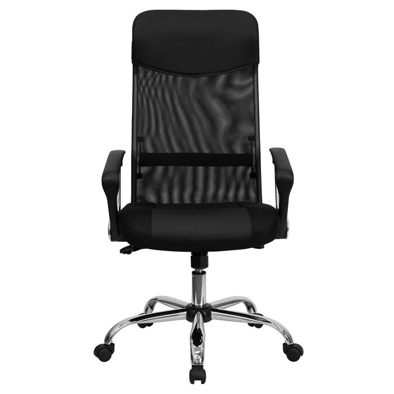 Flash Furniture High Back Black Leather And Mesh Swivel Task Chair