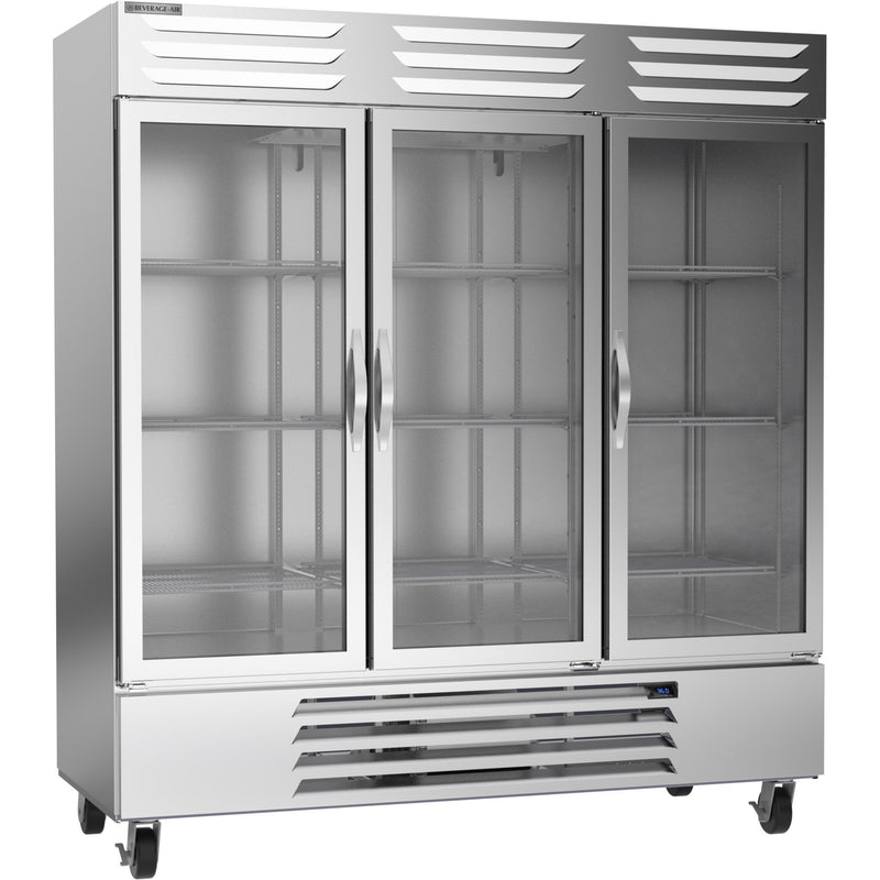 Beverage Air Vista Series RB72HC-1G Triple Glass Door 75" Wide Stainless Steel Refrigerator