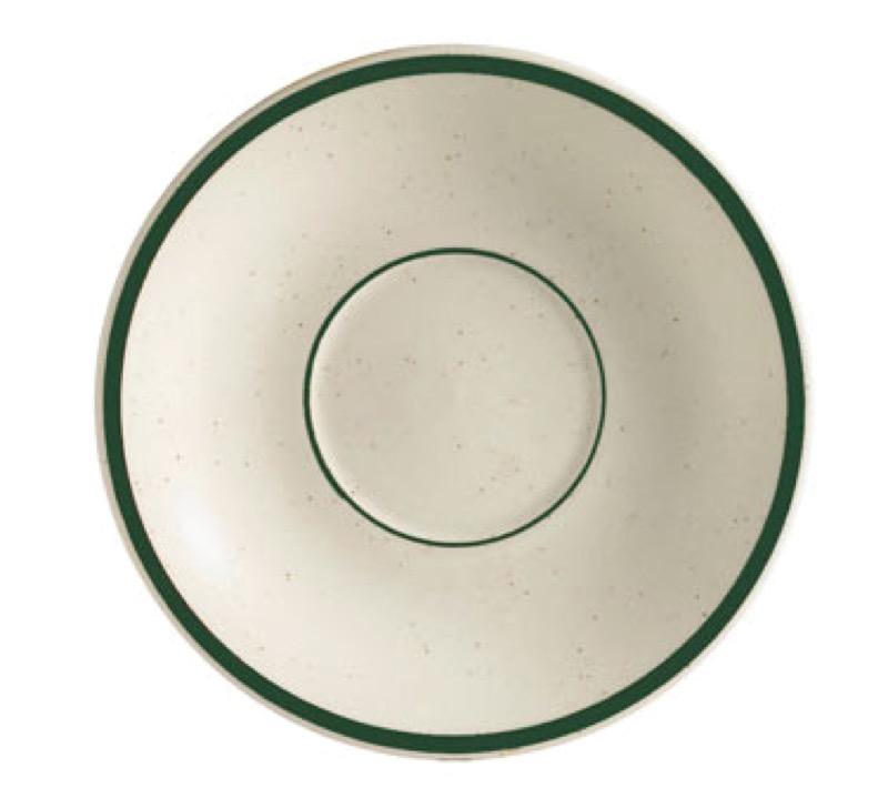 CAC China CES-2 6" Emerald Saucer (Case Of 36) - White/Emerald