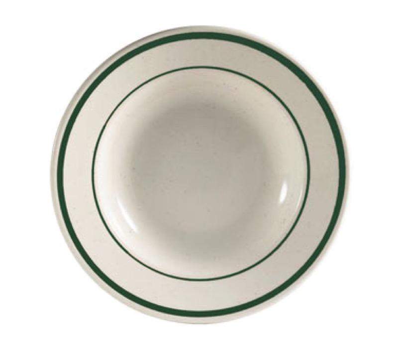 CAC China CES-3 Emerald 10 Ounce Soup Bowl (Case Of 24) - White/Emerald
