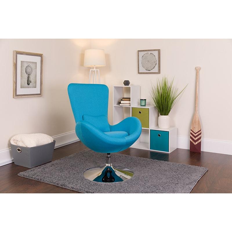 Egg Series Aqua Fabric Side Reception Chair By Flash Furniture