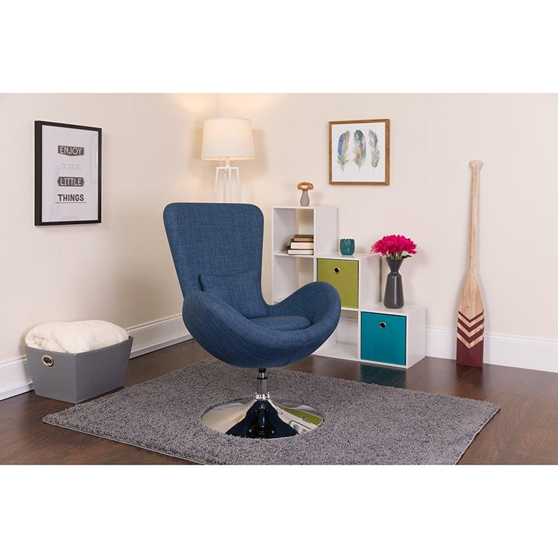 Egg Series Aqua Fabric Side Reception Chair By Flash Furniture