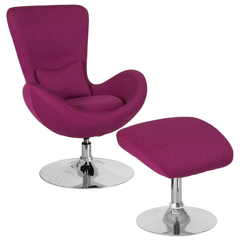 Egg Series Side Reception Chair with Ottoman By Flash Furniture