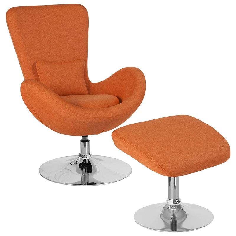 Egg Series Side Reception Chair with Ottoman By Flash Furniture