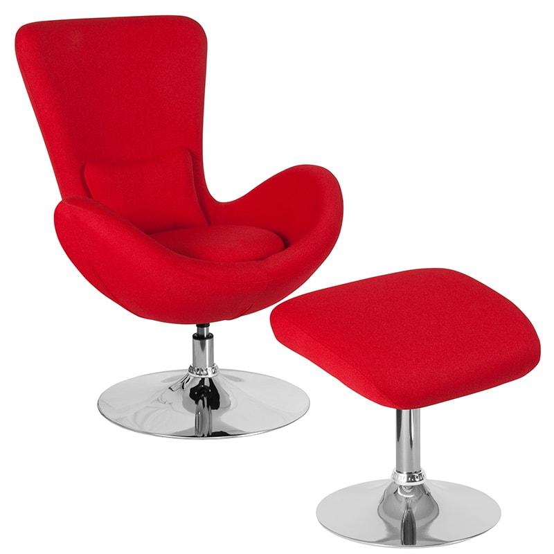 Egg Series Side Reception Chair with Ottoman By Flash Furniture