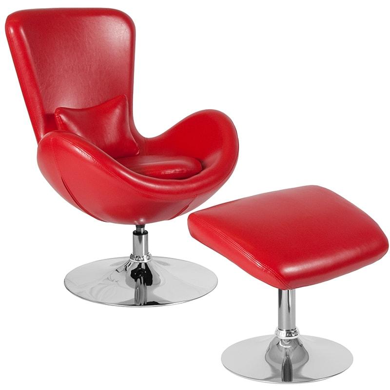 Egg Series Side Reception Chair with Ottoman Flash Furniture