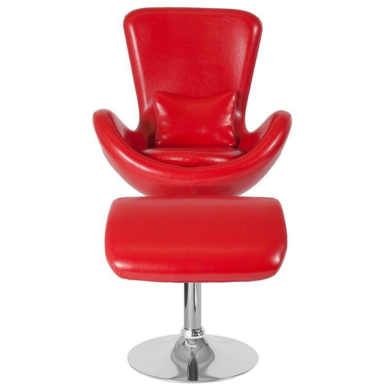 Egg Series Side Reception Chair with Ottoman Flash Furniture