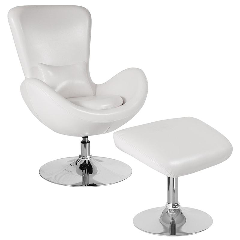 Egg Series Side Reception Chair with Ottoman Flash Furniture