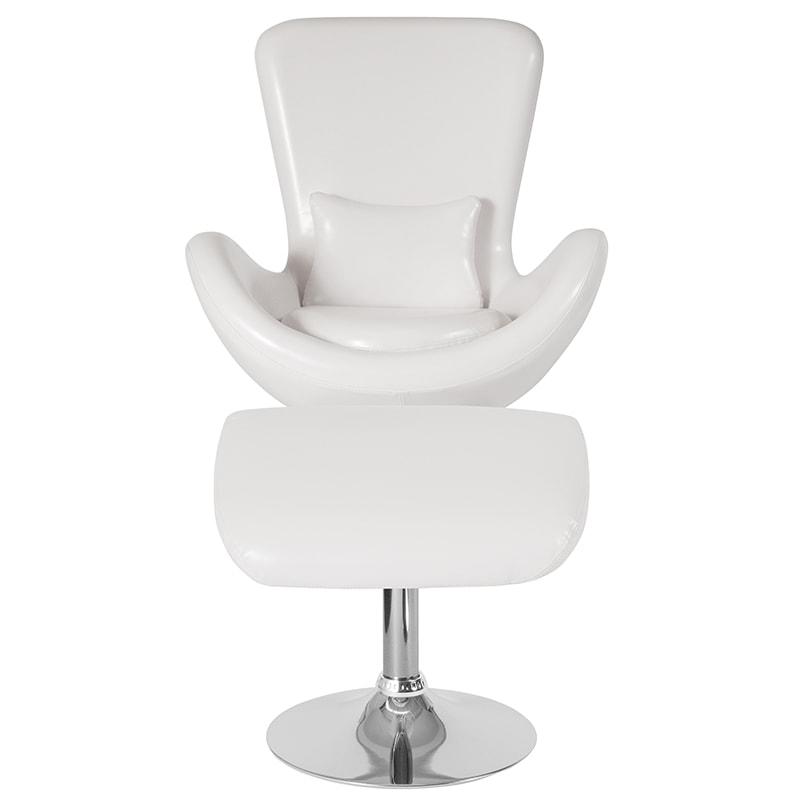 Egg Series Side Reception Chair with Ottoman Flash Furniture