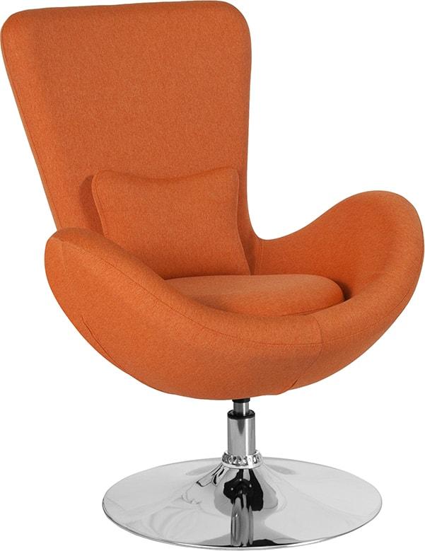 Egg Series Orange/Red Fabric Side Reception Chair By Flash Furniture