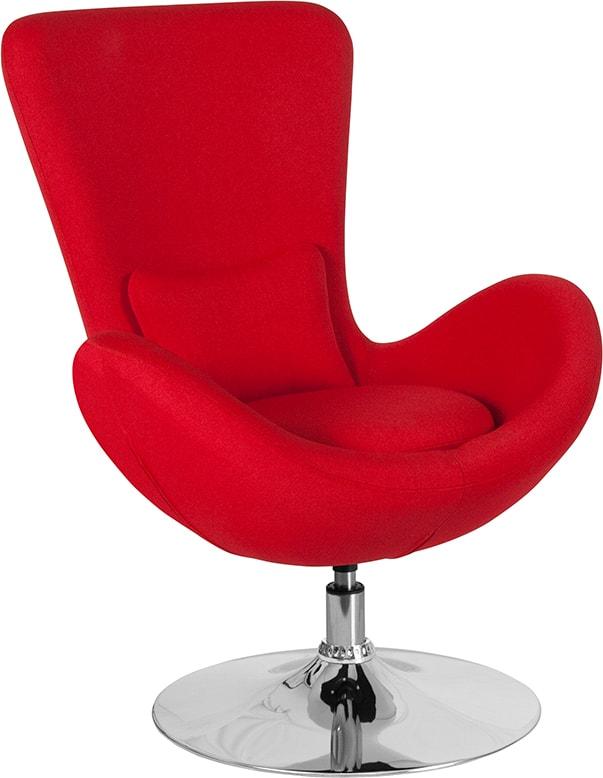 Egg Series Orange/Red Fabric Side Reception Chair By Flash Furniture