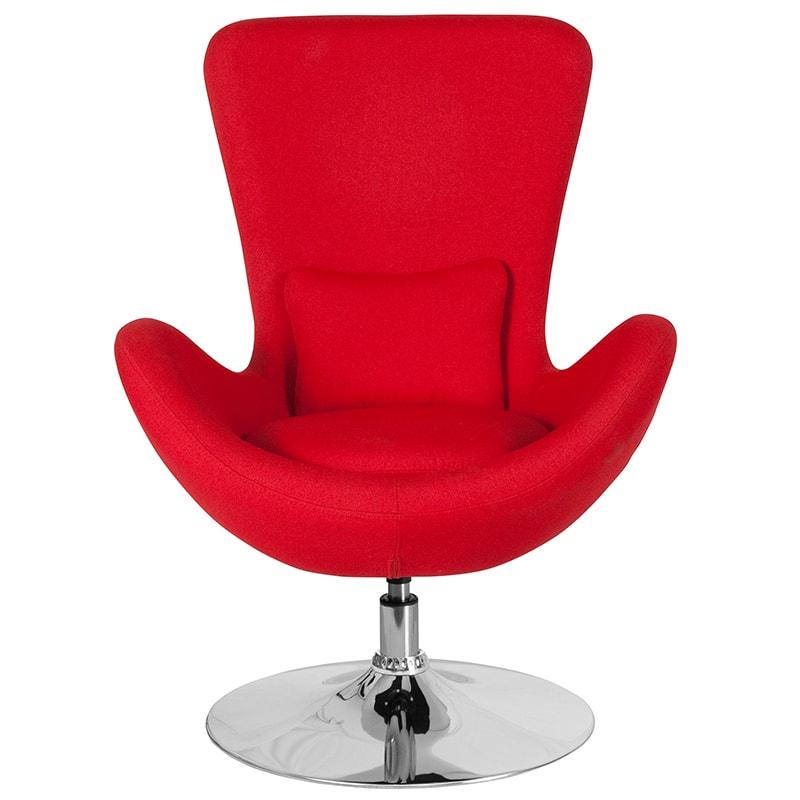 Egg Series Orange/Red Fabric Side Reception Chair By Flash Furniture