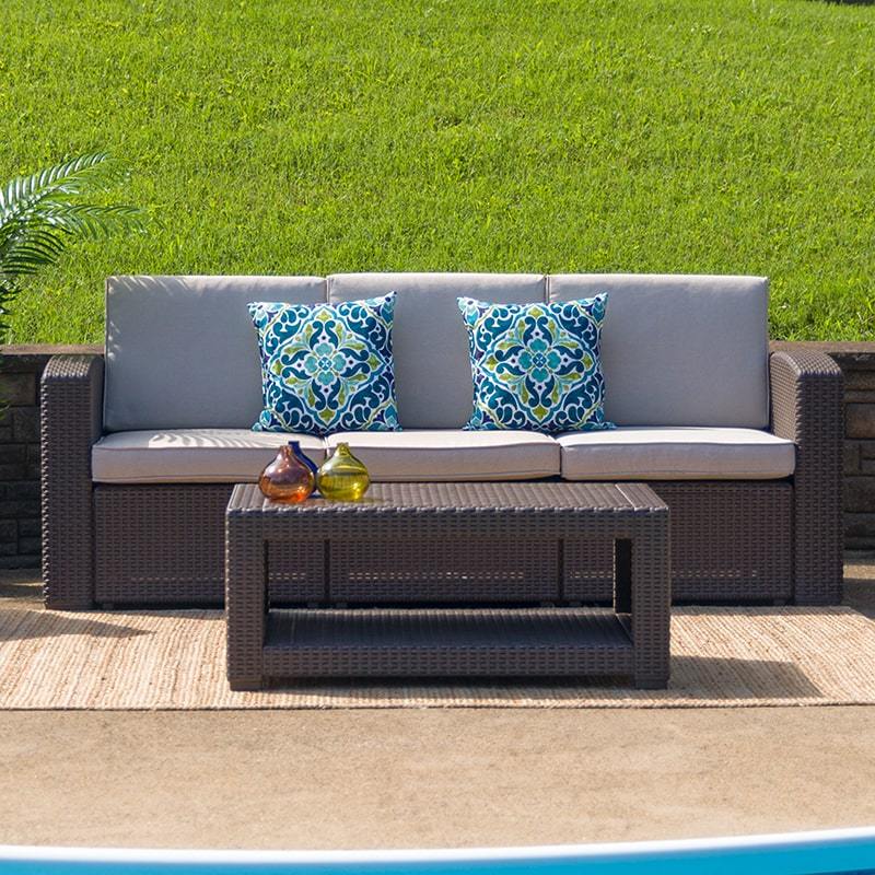 Chocolate Brown Faux Rattan Coffee Table by Flash Furniture