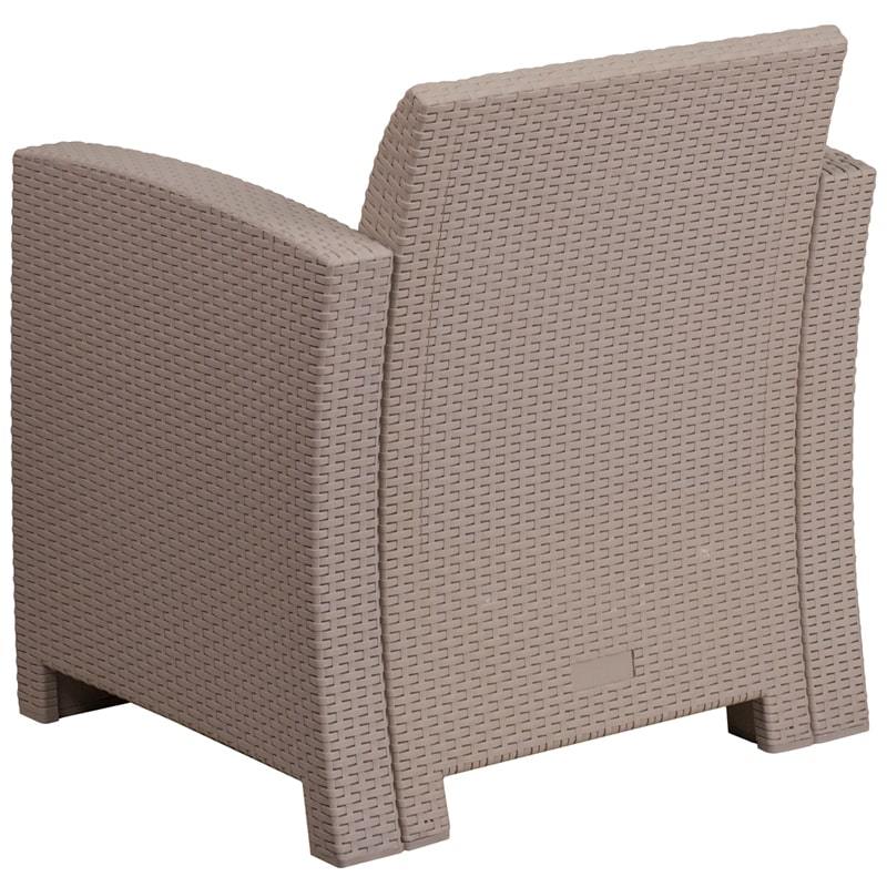 Light Gray Faux Rattan Chair with All-Weather Light Gray Cushion by Flash Furniture