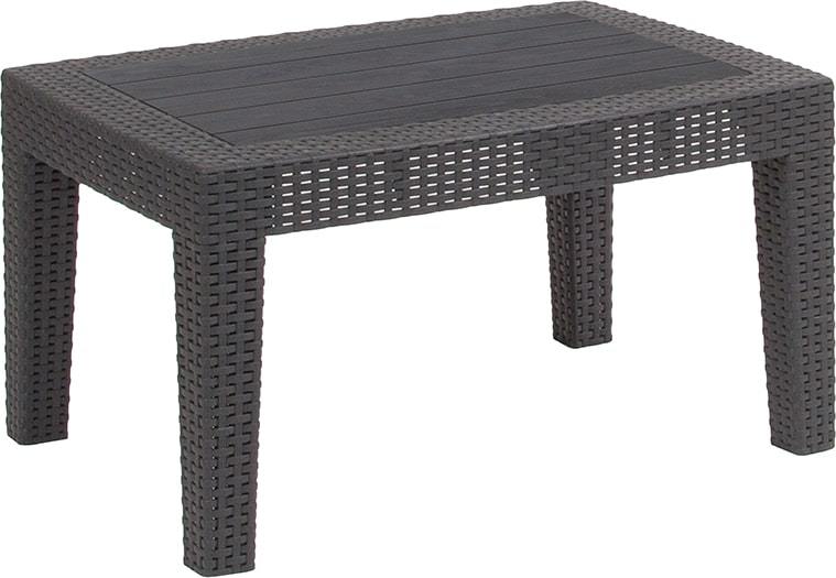 Dark Gray Faux Rattan Coffee Table by Flash Furniture