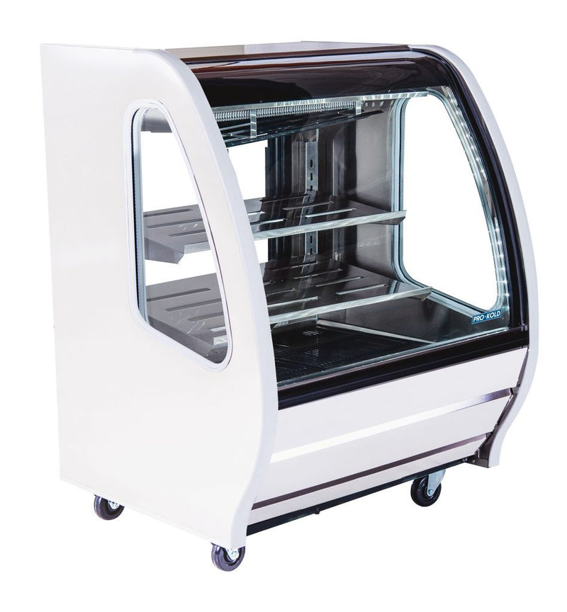 Pro-Kold DDC-40 Curved Glass 40" Refrigerated Deli Case - Available in White, Black or S/S Finish