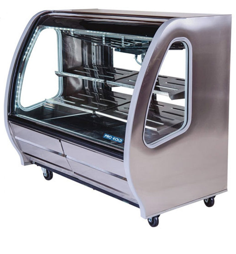 Pro-Kold DDC-60 Curved Glass 56" Refrigerated Deli Case - Available in White, Black or S/S Finish