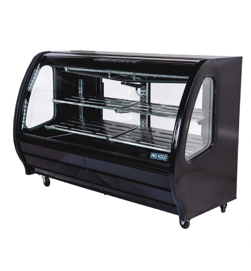 Pro-Kold DDC-80 Curved Glass 74" Refrigerated Deli Case - Available in White, Black or S/S Finish