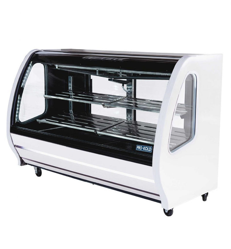 Pro-Kold DDC-80 Curved Glass 74" Refrigerated Deli Case - Available in White, Black or S/S Finish