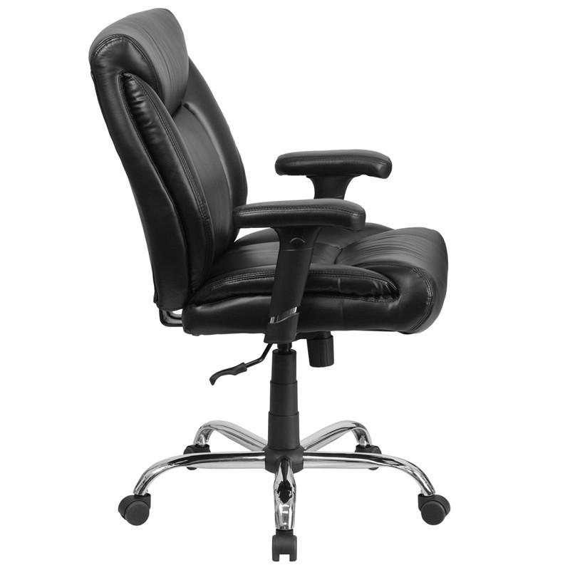 Flash Furniture GO-2073-LEA-GG Hercules Series Black Leather Swivel Task Chair with Adjustable Arms