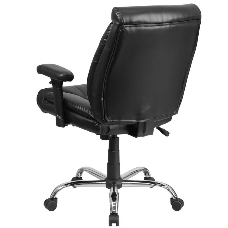 Flash Furniture GO-2073-LEA-GG Hercules Series Black Leather Swivel Task Chair with Adjustable Arms