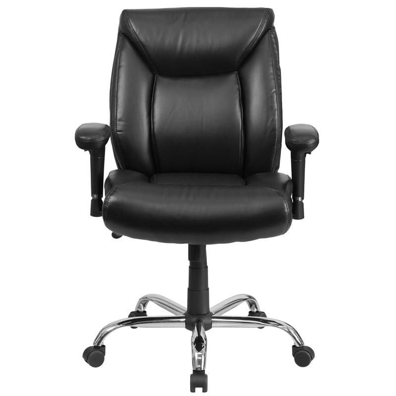 Flash Furniture GO-2073-LEA-GG Hercules Series Black Leather Swivel Task Chair with Adjustable Arms