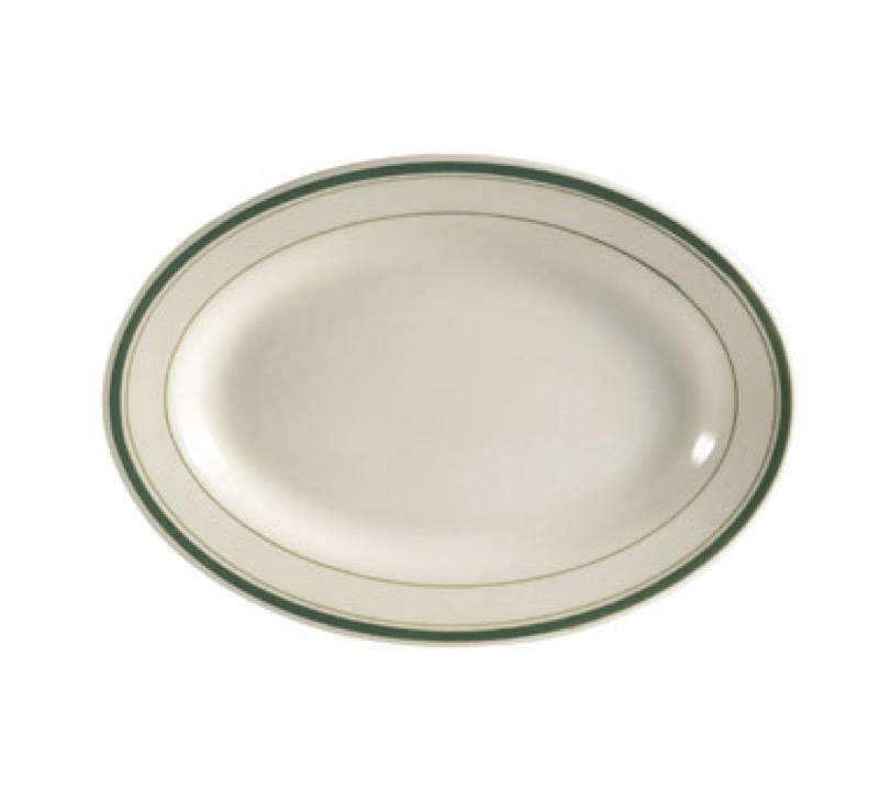 CAC China GS-34 Greenbrier 9 3/8" Platter (Case Of 24) - Green/White