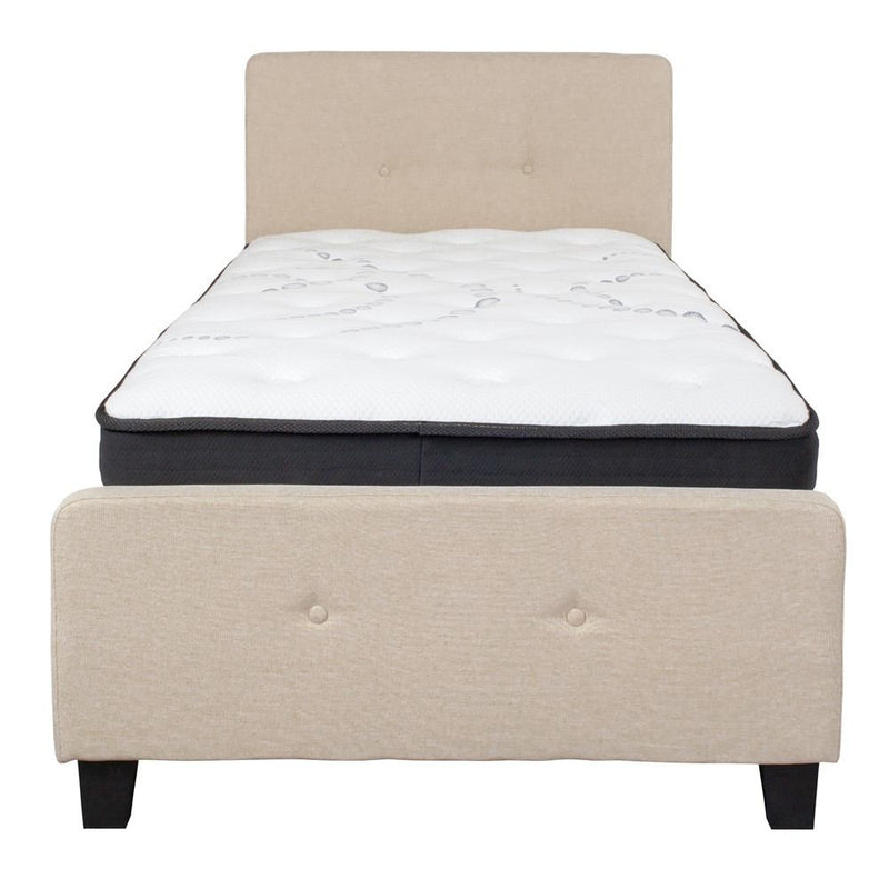 Flash Furniture Tribeca Twin Size Tufted Upholstered Platform Bed with Pocket Spring Mattress