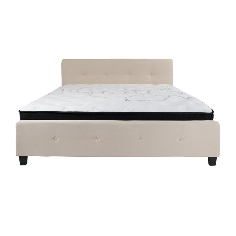 Flash Furniture Tribeca King Size Tufted Upholstered Platform Bed with Pocket Spring Mattress