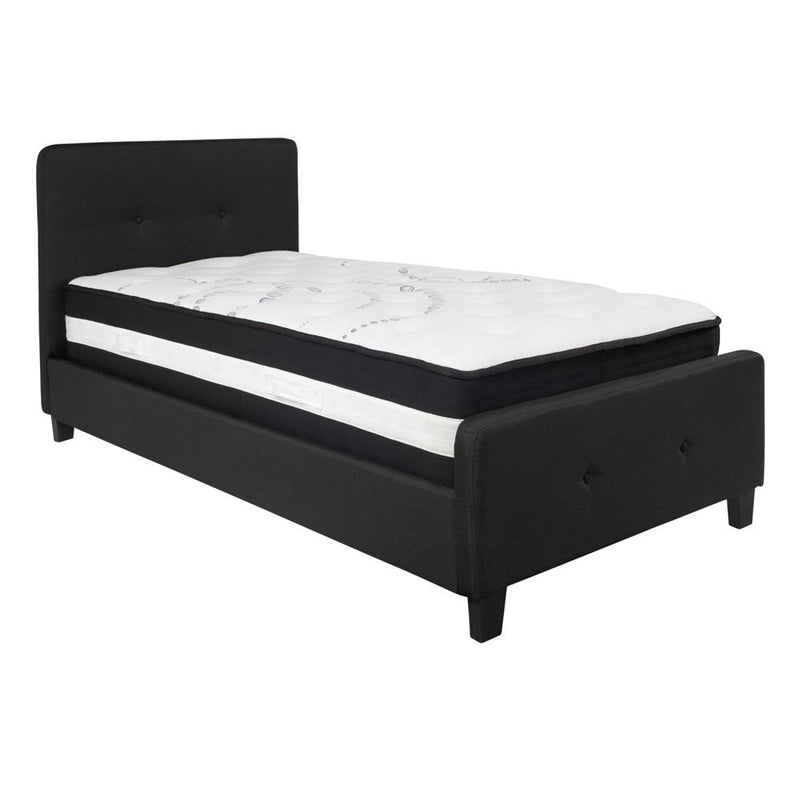 Flash Furniture Tribeca Twin Size Tufted Upholstered Platform Bed with Pocket Spring Mattress