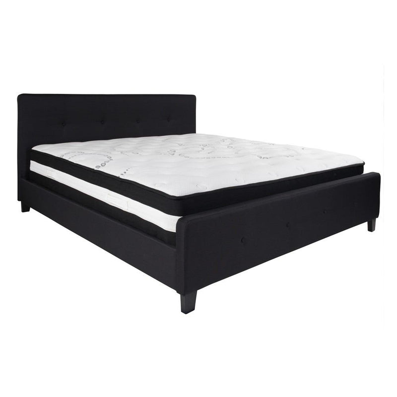 Flash Furniture Tribeca King Size Tufted Upholstered Platform Bed with Pocket Spring Mattress