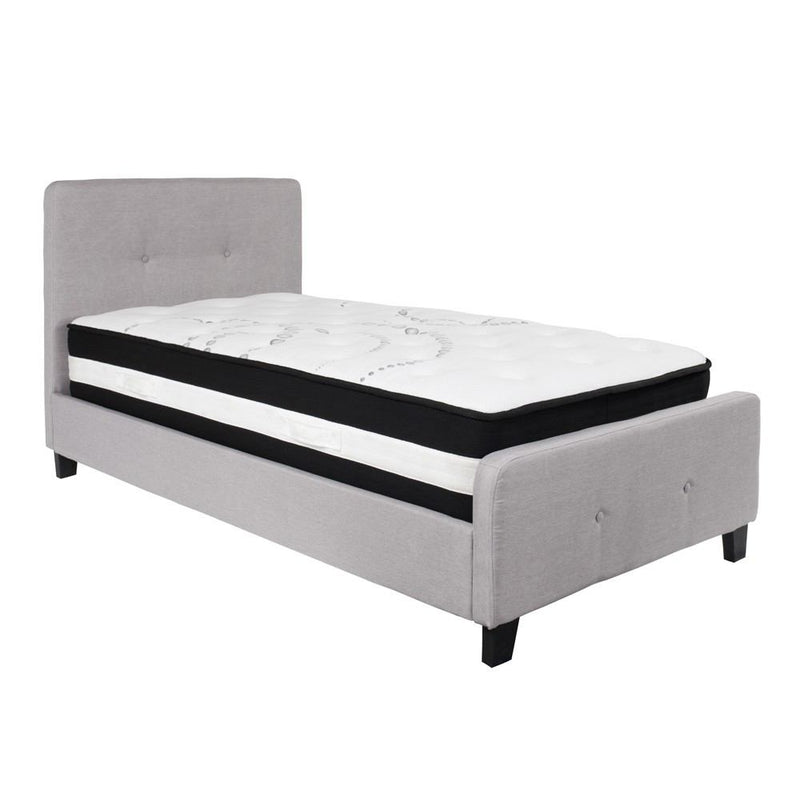 Flash Furniture Tribeca Twin Size Tufted Upholstered Platform Bed with Pocket Spring Mattress