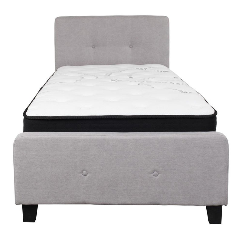 Flash Furniture Tribeca Twin Size Tufted Upholstered Platform Bed with Pocket Spring Mattress