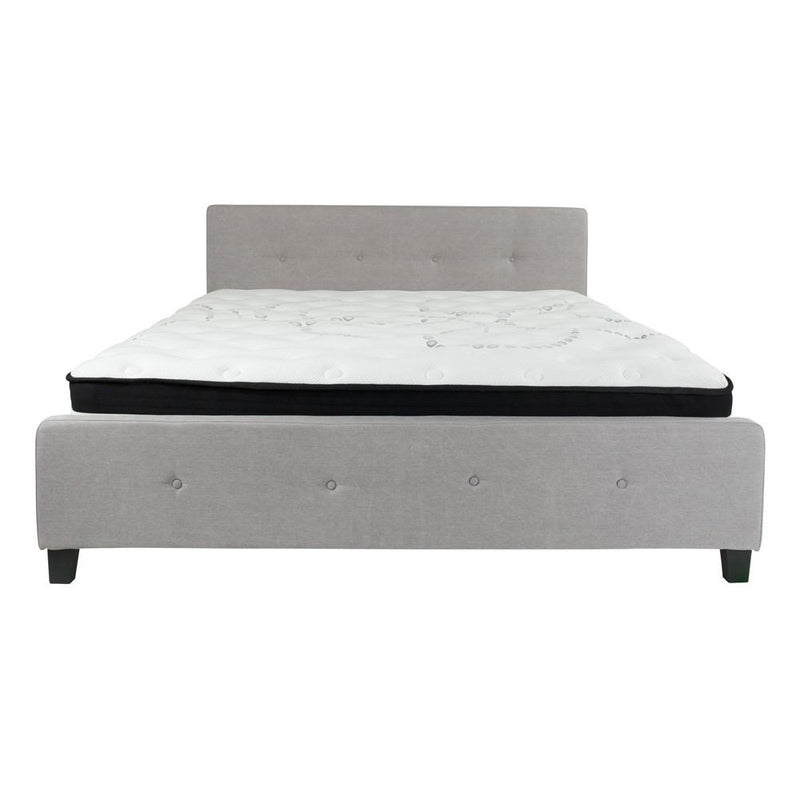 Flash Furniture Tribeca King Size Tufted Upholstered Platform Bed with Pocket Spring Mattress