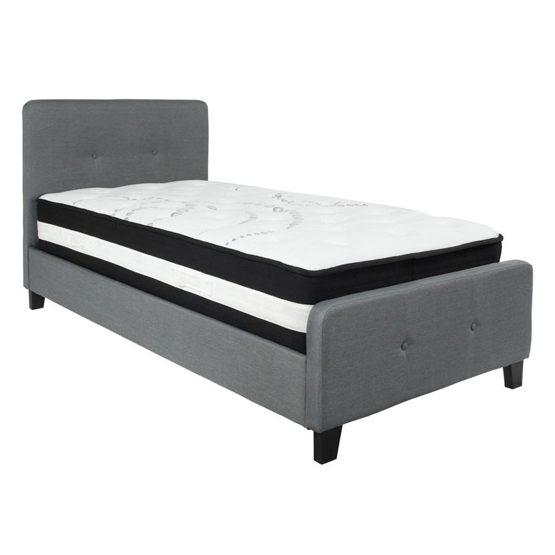 Flash Furniture Tribeca Twin Size Tufted Upholstered Platform Bed with Pocket Spring Mattress