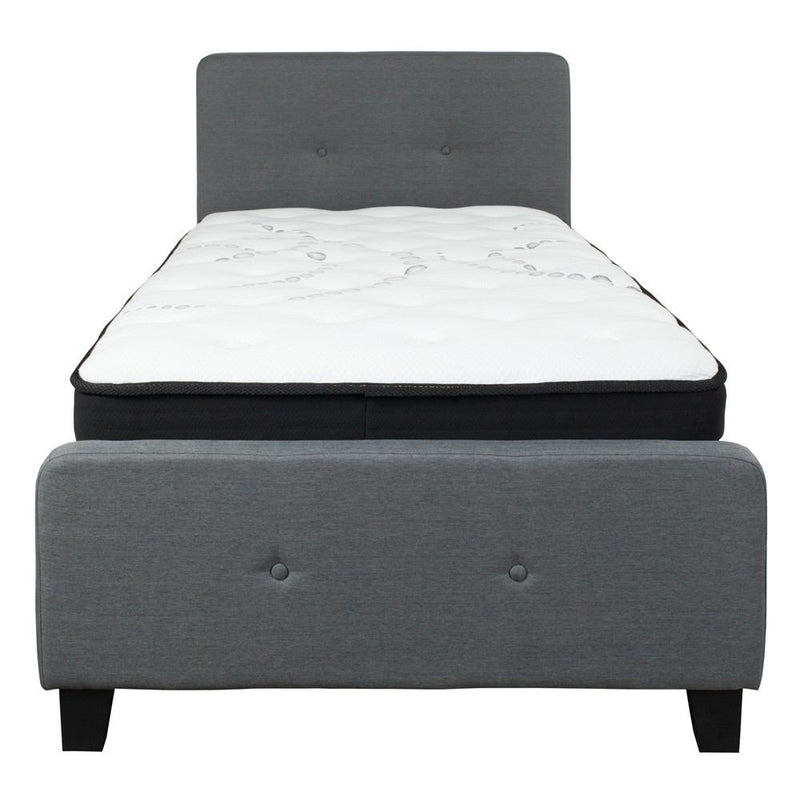 Flash Furniture Tribeca Twin Size Tufted Upholstered Platform Bed with Pocket Spring Mattress