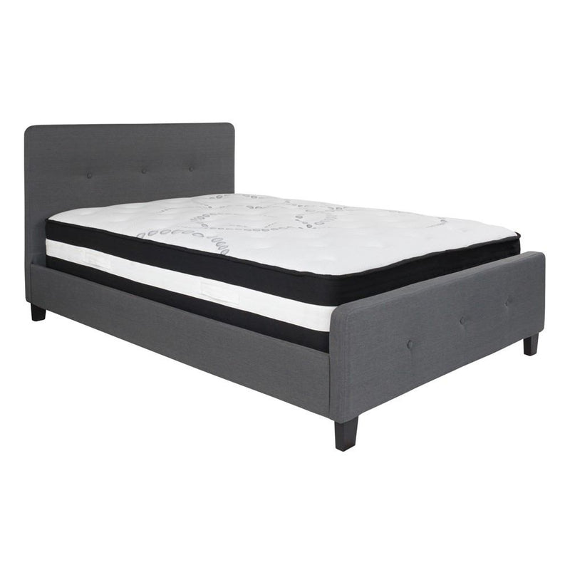 Flash Furniture Tribeca Full Size Tufted Upholstered Platform Bed with Pocket Spring Mattress