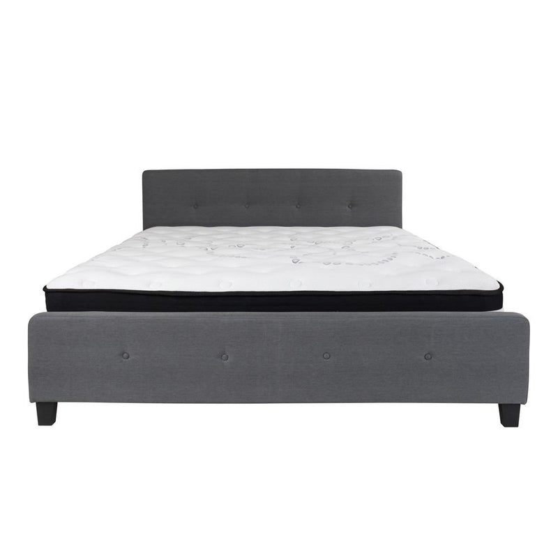 Flash Furniture Tribeca King Size Tufted Upholstered Platform Bed with Pocket Spring Mattress