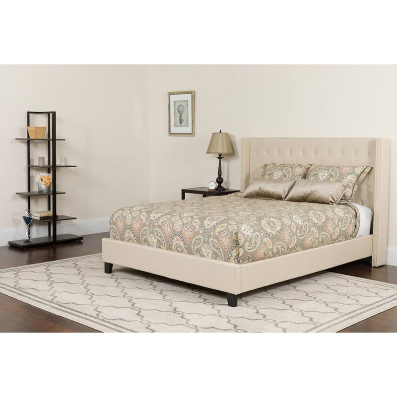 Flash Furniture Riverdale Twin Size Tufted Upholstered Platform Bed with Pocket Spring Mattress